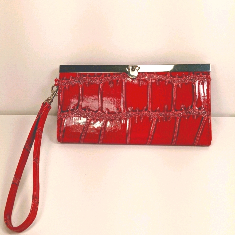 Chateau Red Faux Leather Clutch/Wristlet